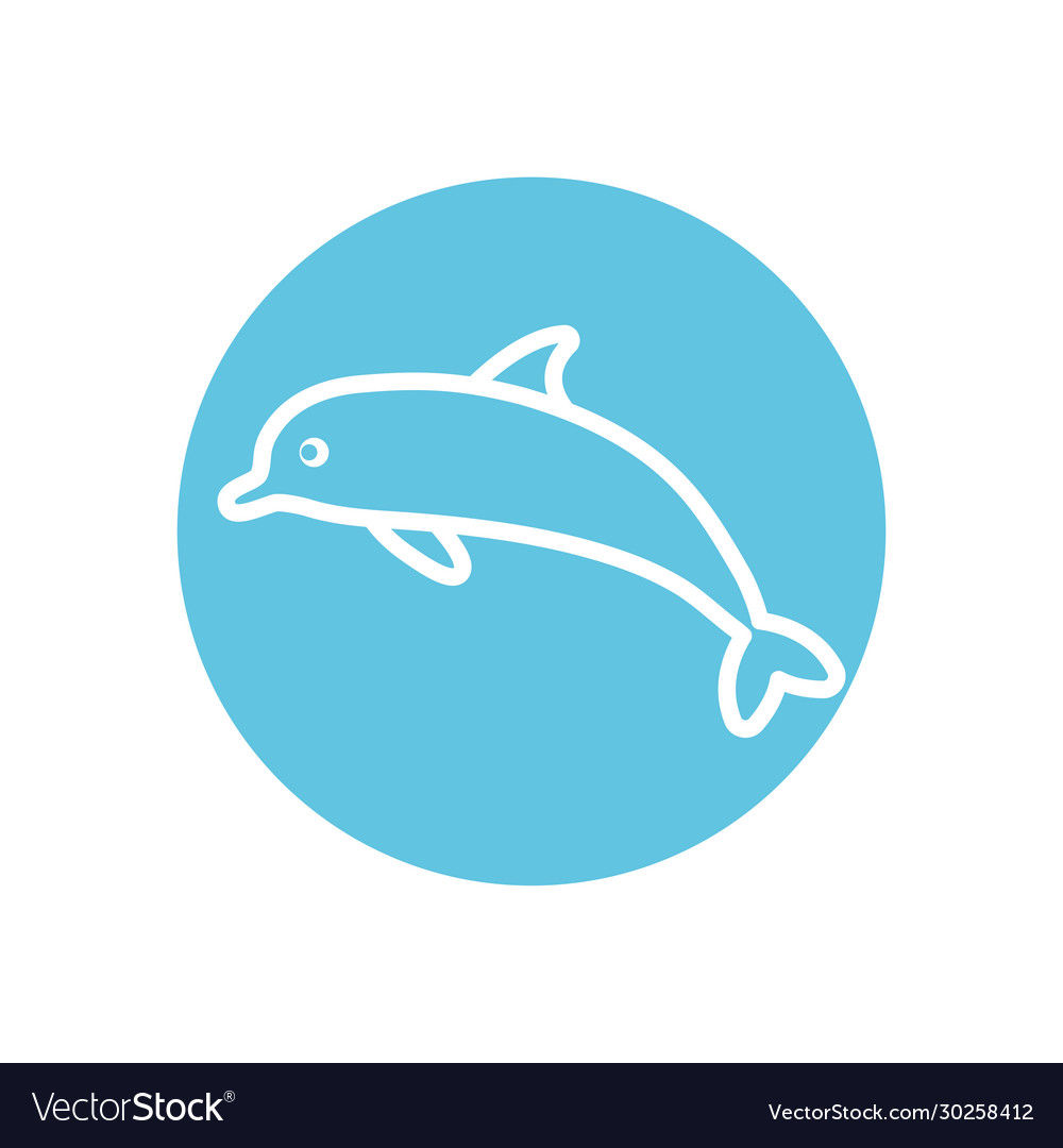 Isolated dolphin line block style icon