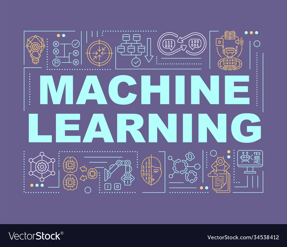 Machine learning technology word concepts banner Vector Image