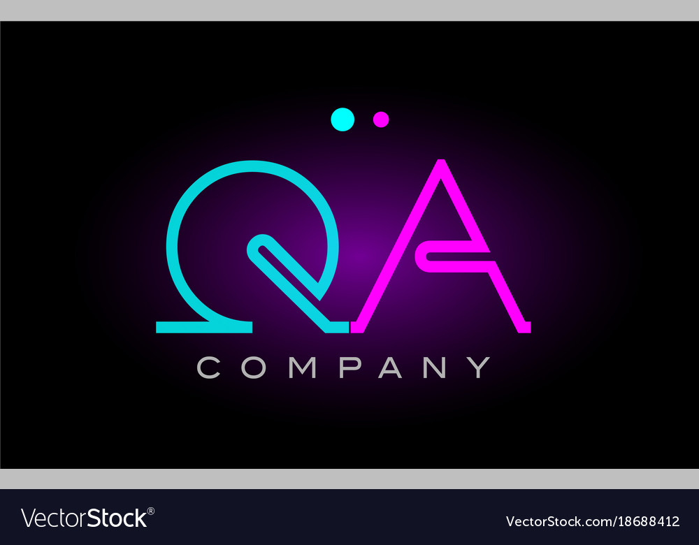 Neon lights alphabet qa q a letter logo icon