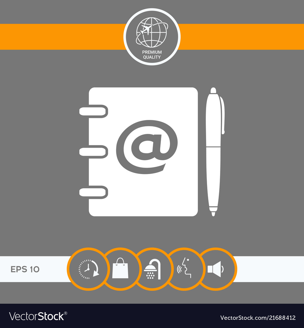 Notebook address phone book with email symbol vector image Notebook address phone book with email symbol