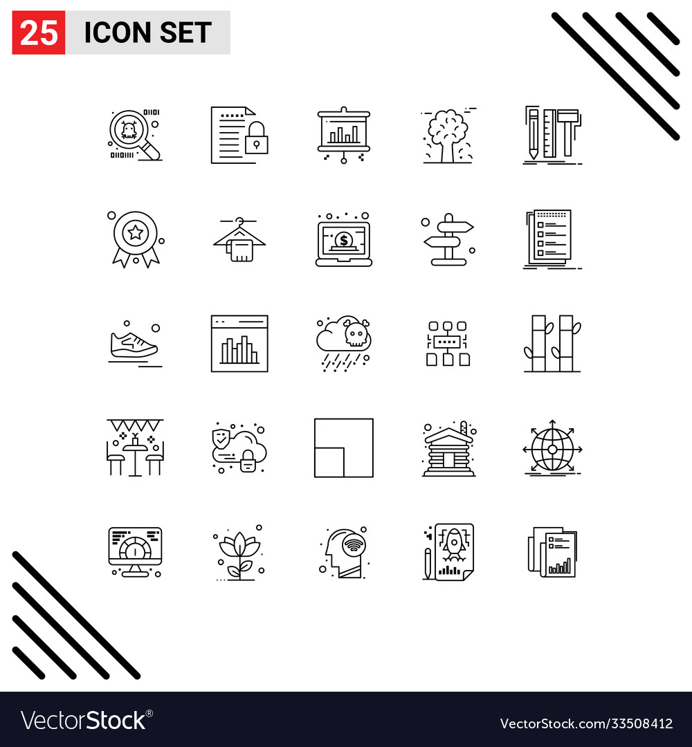 Pictograph set 25 simple lines tools