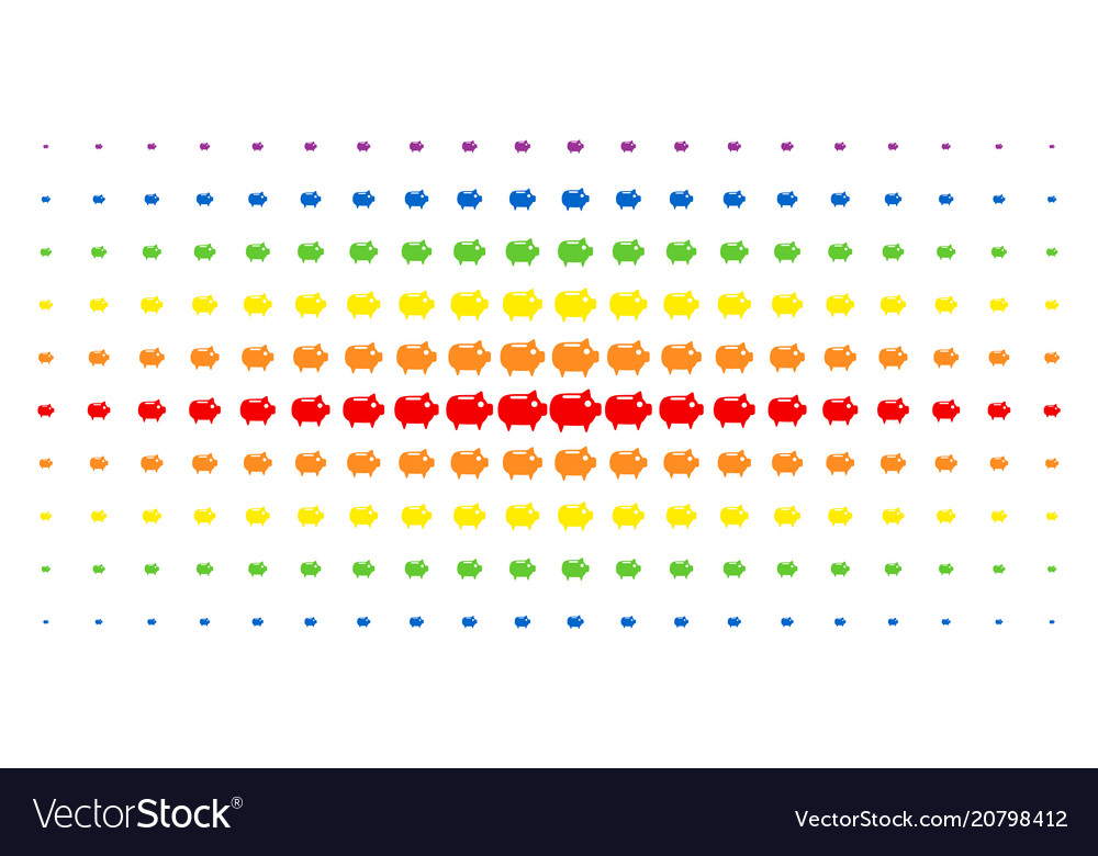 Piggy bank spectrum halftone matrix vector image Piggy bank spectrum halftone matrix