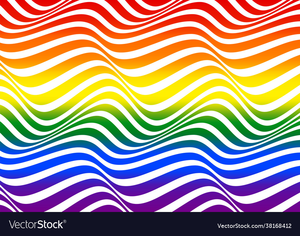 Rainbow pride flag with wavy lines pattern