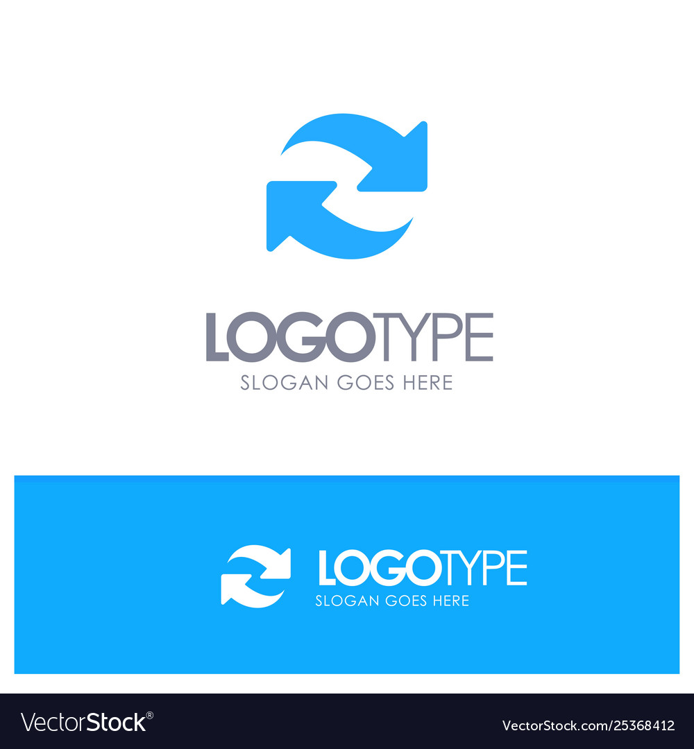 Refresh reload rotate repeat blue solid logo vector image Refresh reload rotate repeat blue solid logo