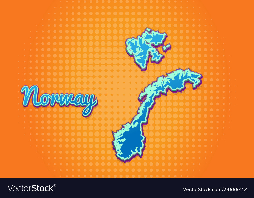 Retro map norway with halftone background vector image Retro map norway with halftone background
