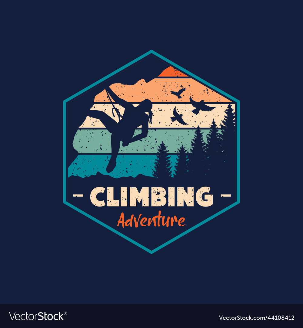 Rock climbing retro vintage Royalty Free Vector Image