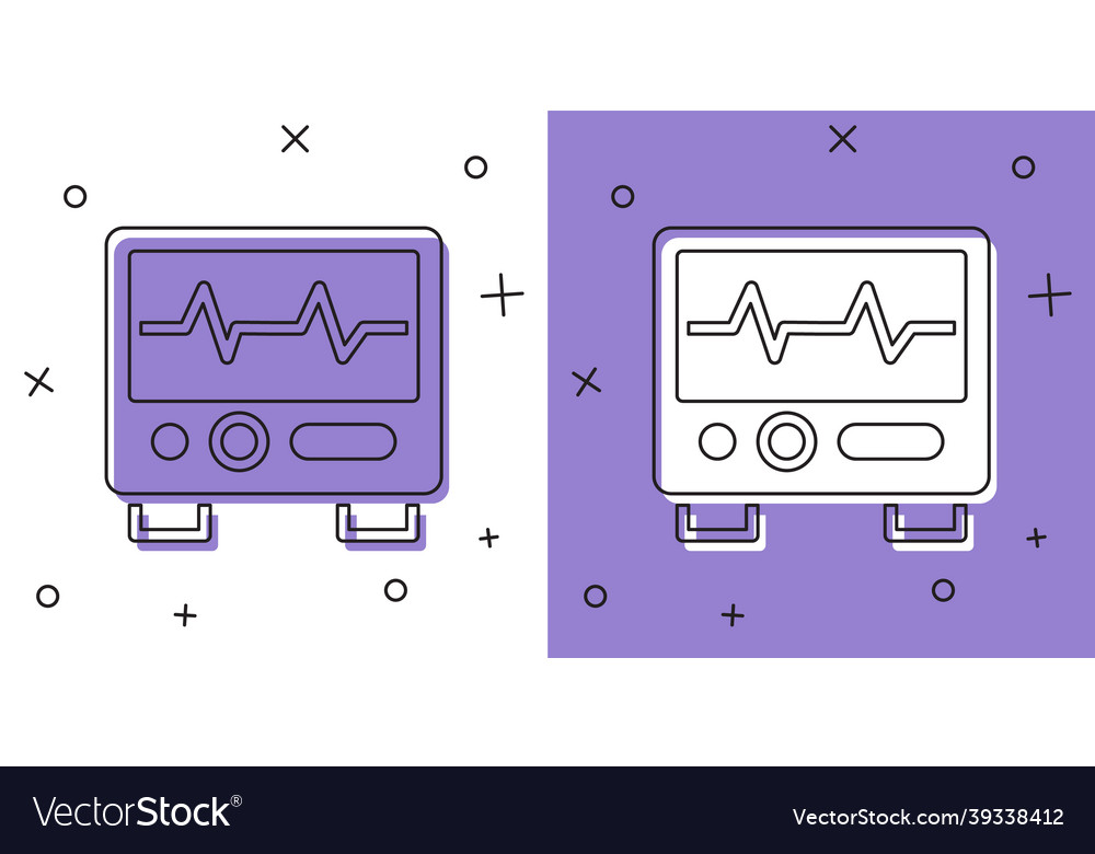 Set computer monitor with cardiogram icon isolated vector image Set computer monitor with cardiogram icon isolated