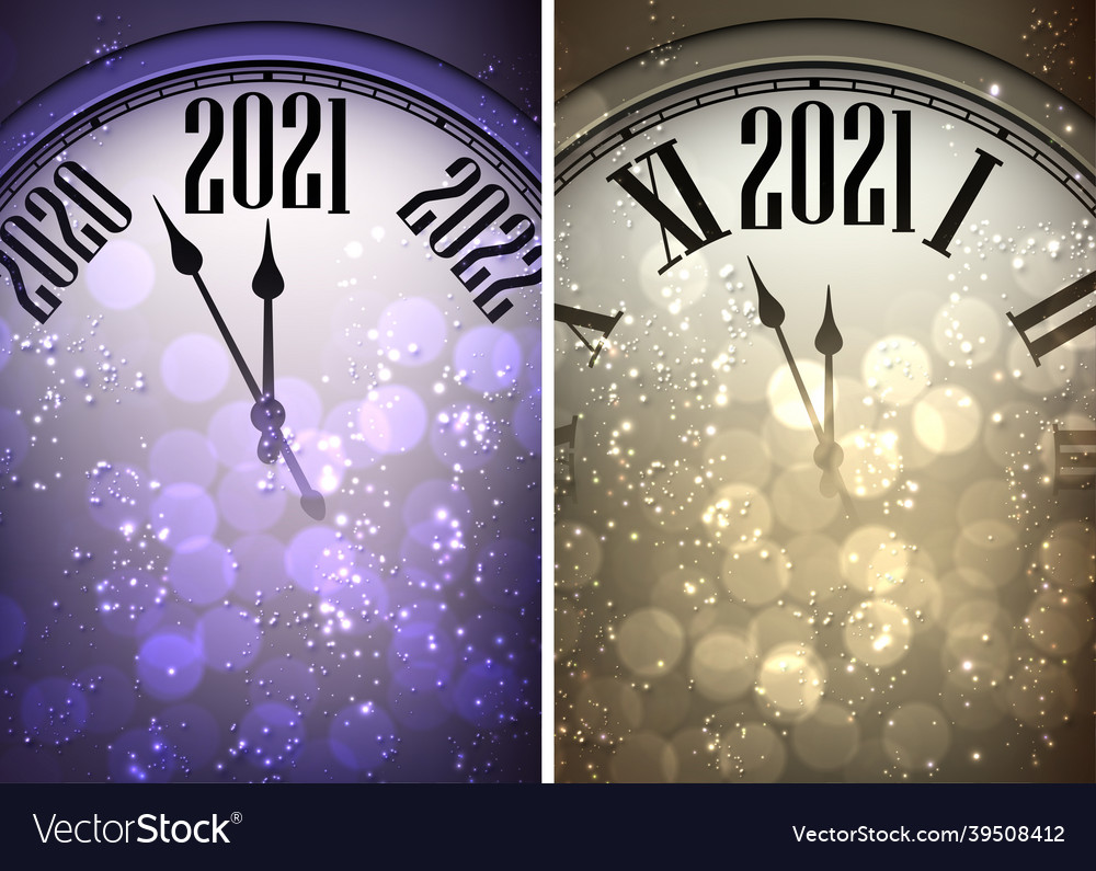 Set of two clocks showing 2021 year