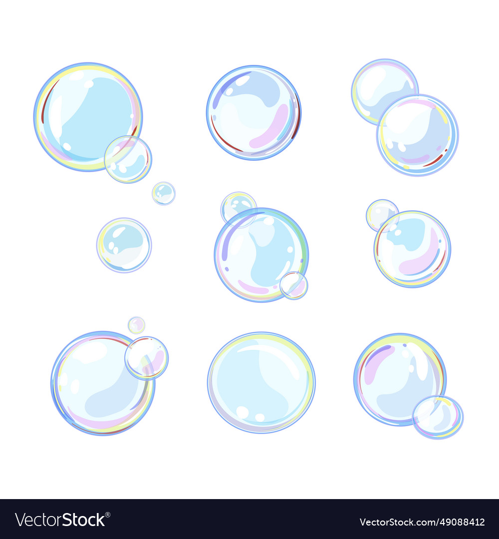 Soap bubbles set cartoon Royalty Free Vector Image