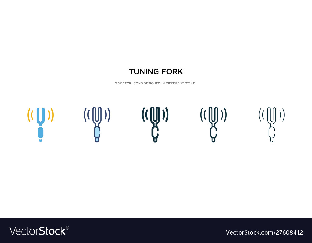 Tuning fork icon in different style two colored