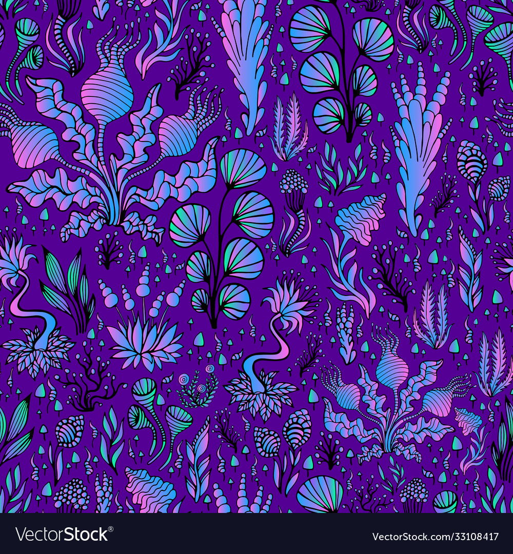 Bright psychedelic colorful decorative plants vector image Bright psychedelic colorful decorative plants