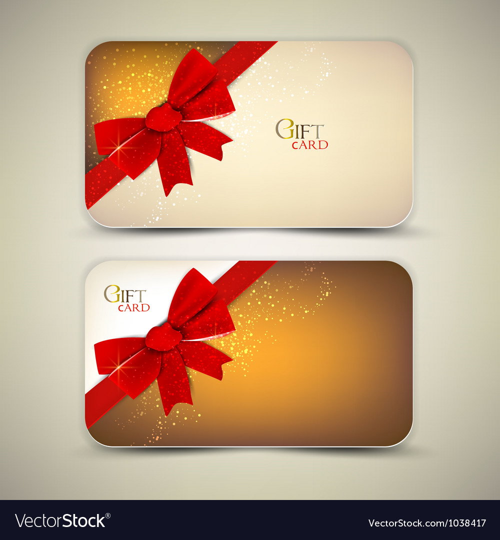 Collection of gift cards with red ribbons Vector Image