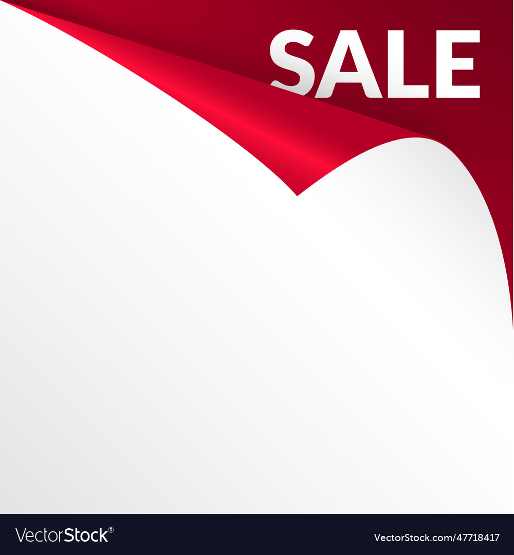 Corner curl sale banner on realistic shiny red