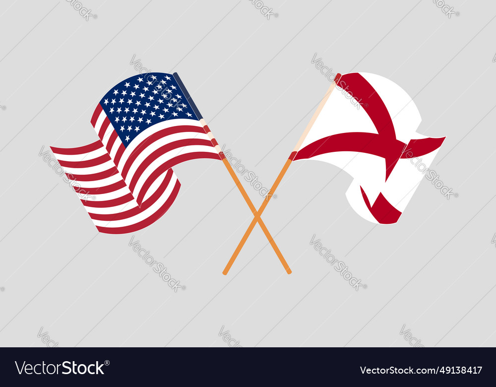 Crossed and waving flags of the usa state Vector Image