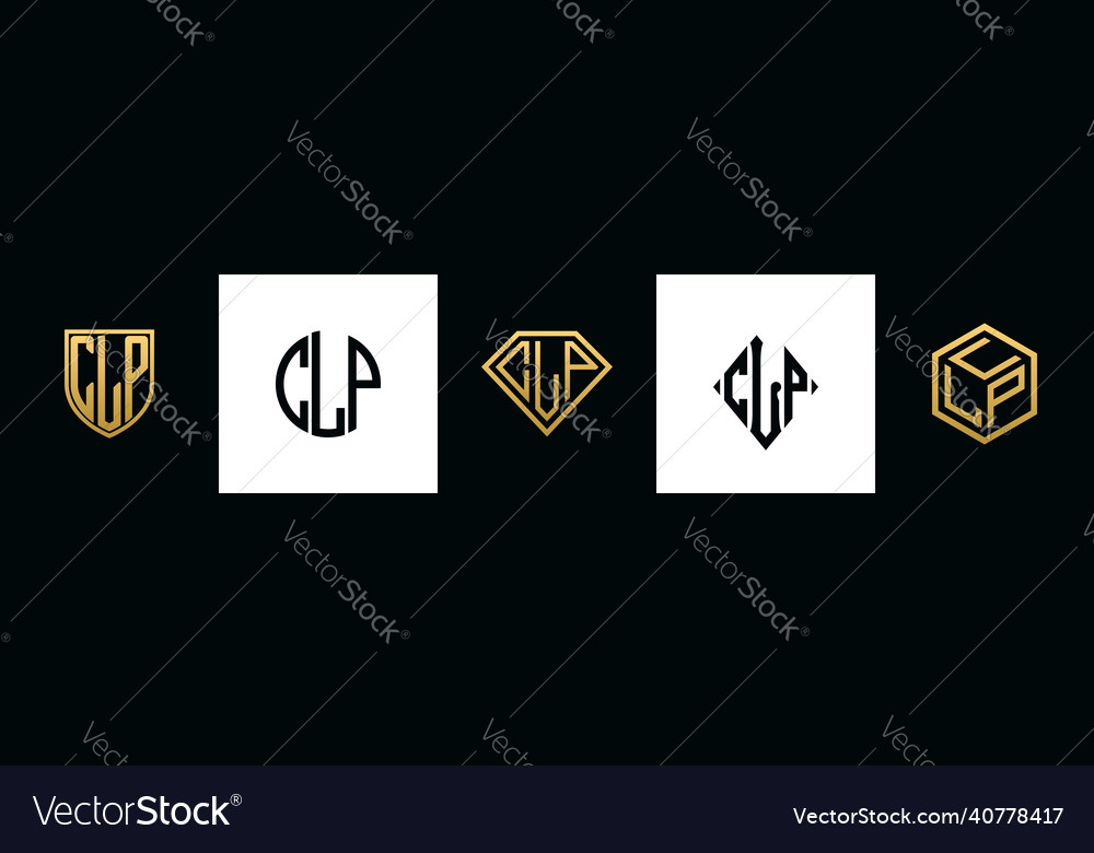 Initial letters clp logo designs bundle Royalty Free Vector