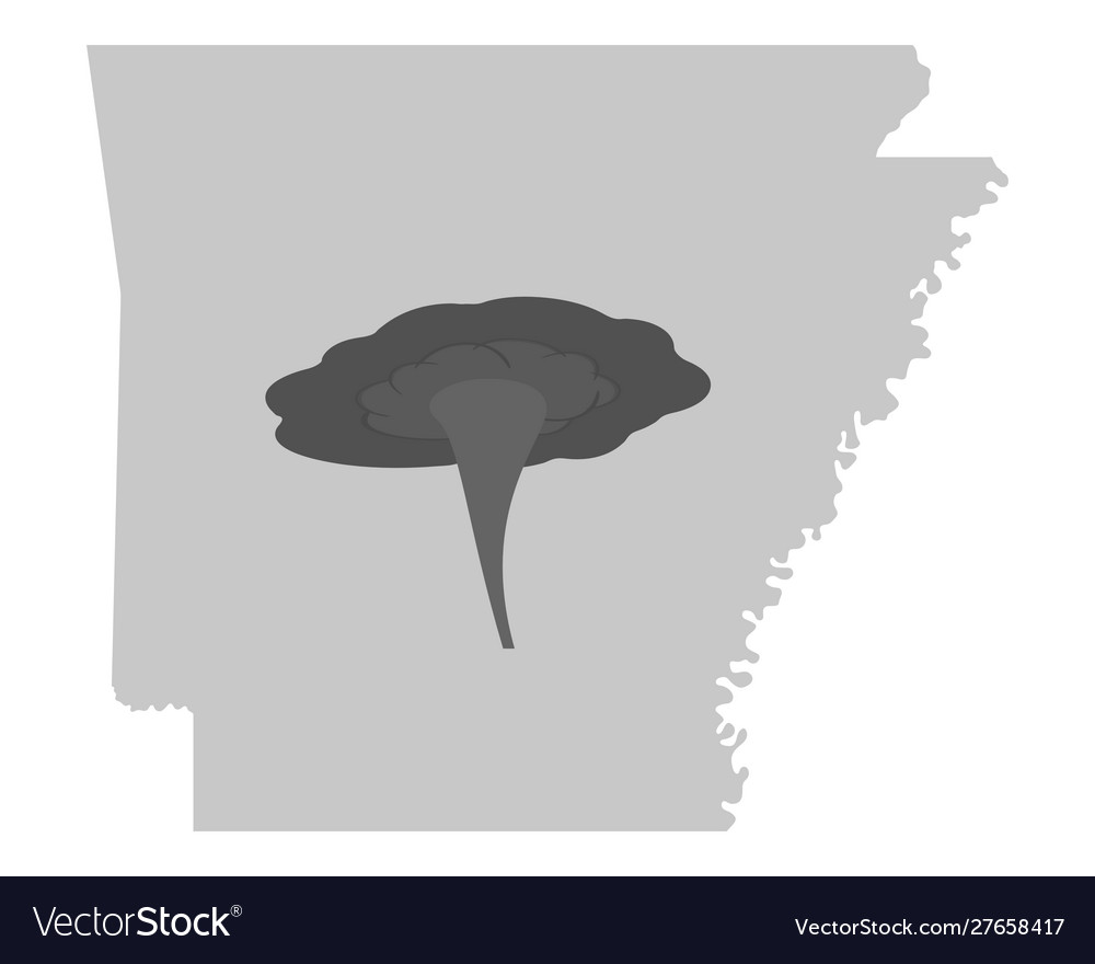 Map arkansas and tornado symbol