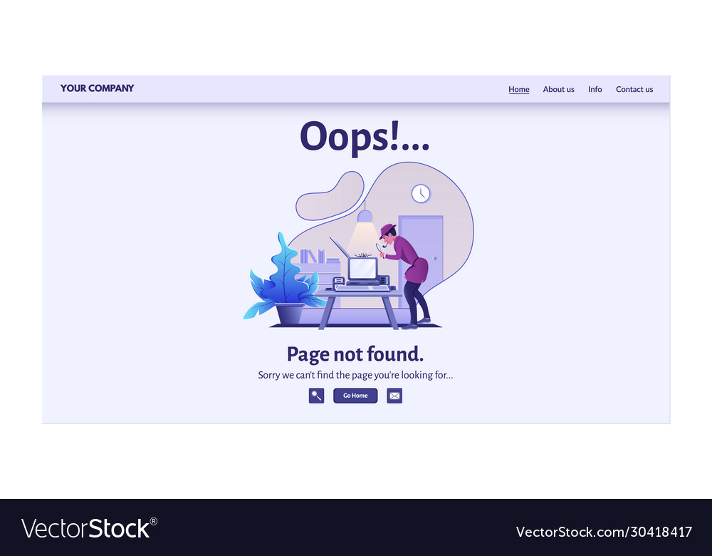Page not found 404 error message for website Vector Image Page not found 404 error message for website
