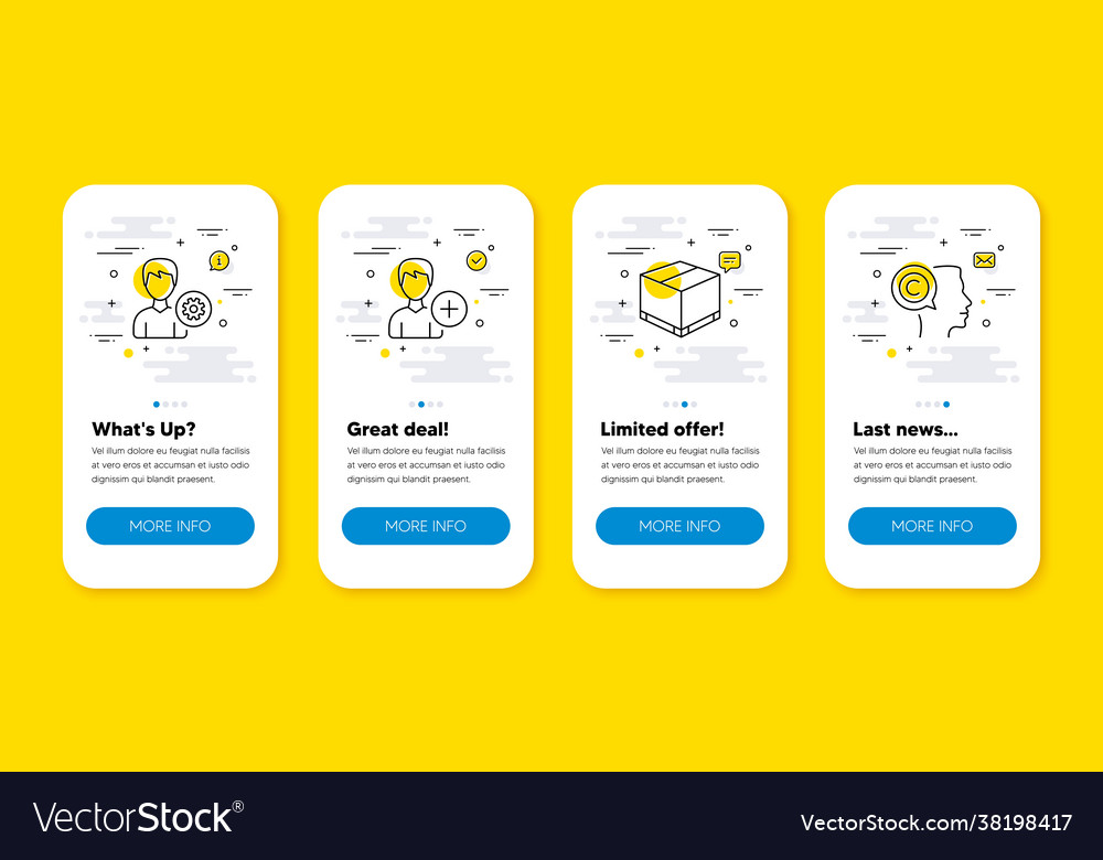Set add person support and delivery box vector image Set add person support and delivery box