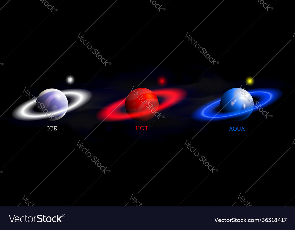 Set samples planets in style saturn