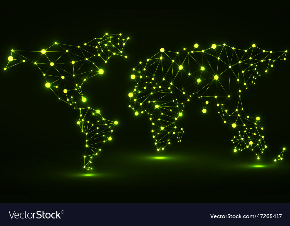 Technology polygonal world map global earth