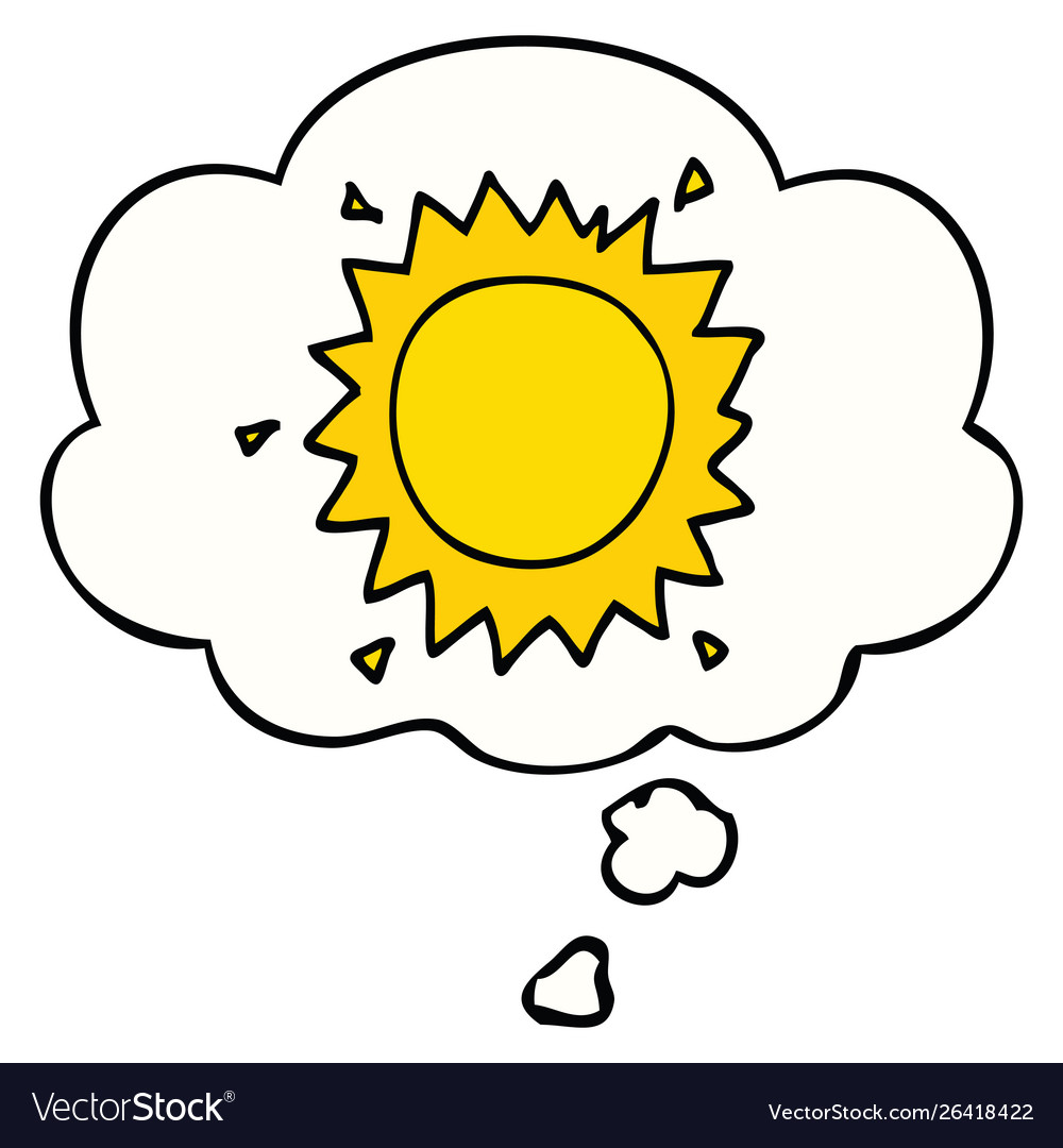 Cartoon sun and thought bubble Royalty Free Vector Image