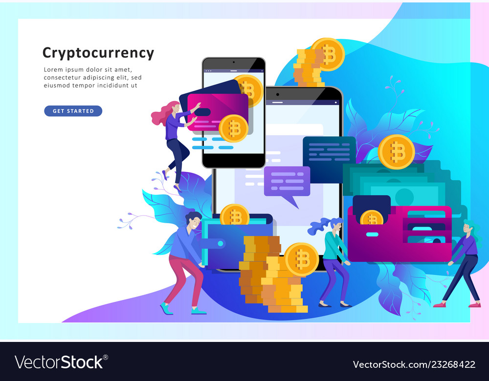 Cryptocurrency and blockchain composition vector image Cryptocurrency and blockchain composition