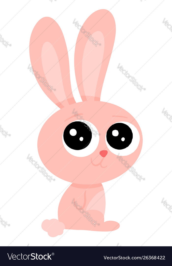 Cute pink bunny on white background