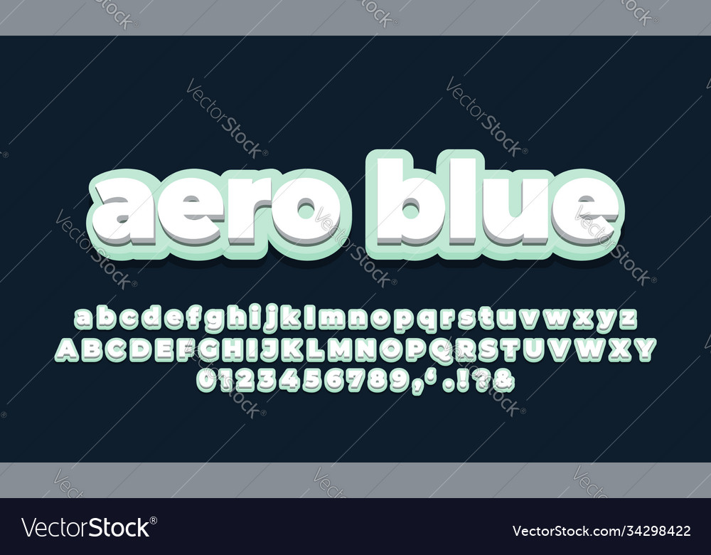 Cyan with white 3d font effect or text styles