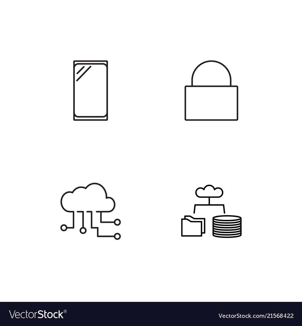 Cyber security linear icons set simple outline