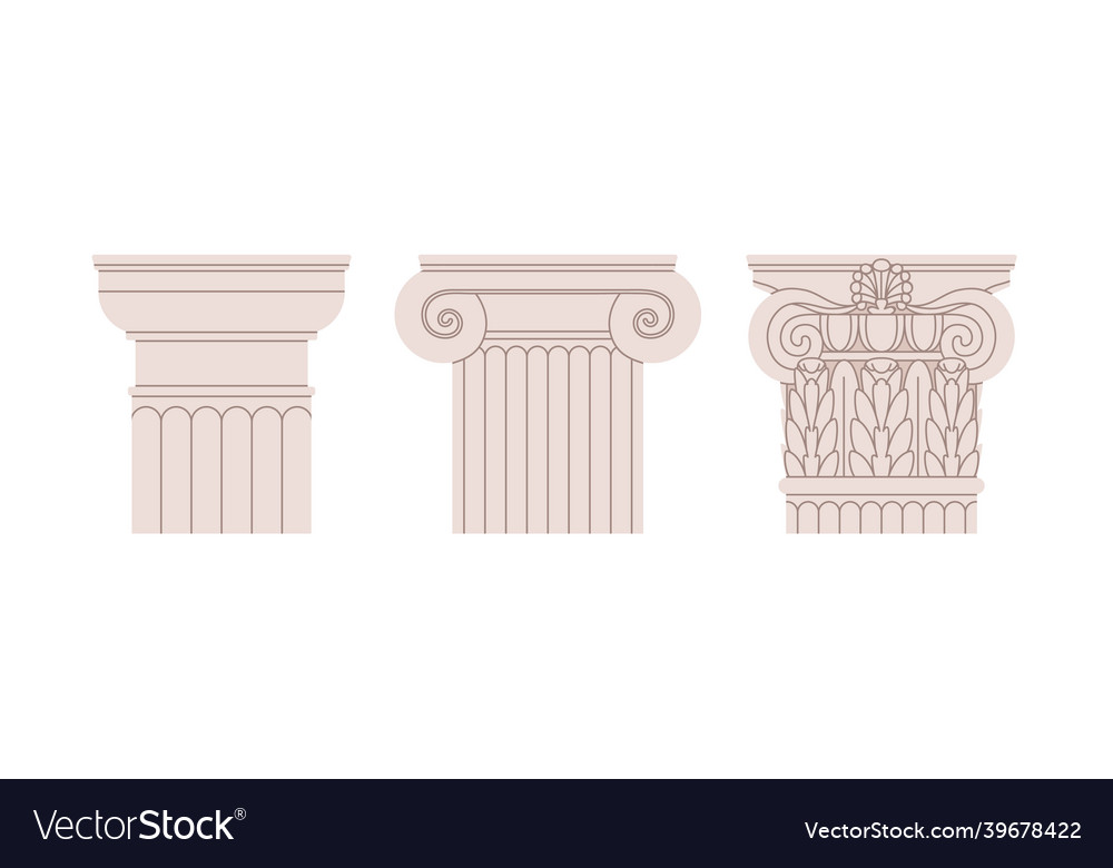 Doric ionic and corinthian types of column vector image Doric ionic and corinthian types of column