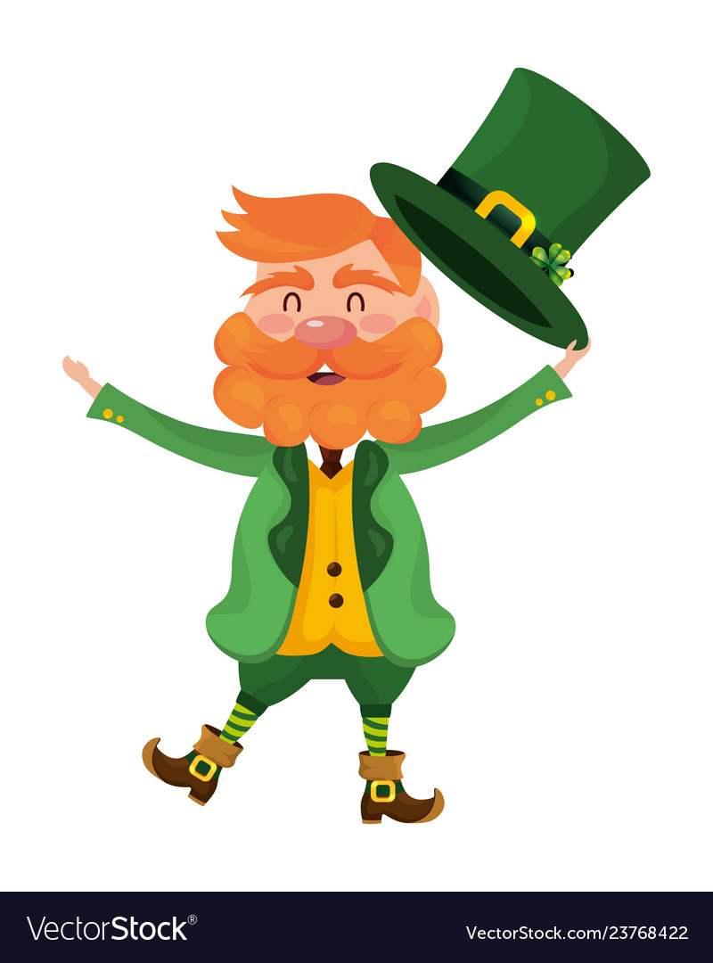 Dwarf man holding hat jump Royalty Free Vector Image