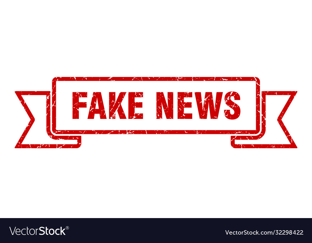 Fake news ribbon grunge band sign Royalty Free Vector Image