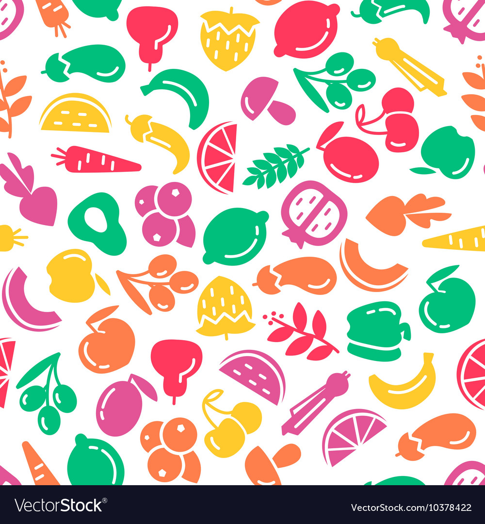 Fruit and vegetables background seamless pattern