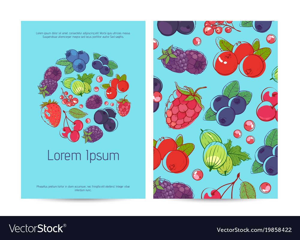 Healthy food poster template with berries