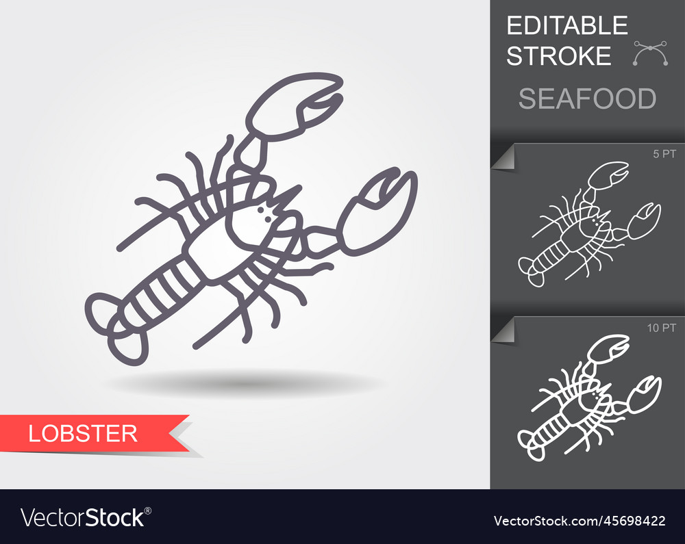 Lobster Line Icon With Editable Stroke Royalty Free Vector