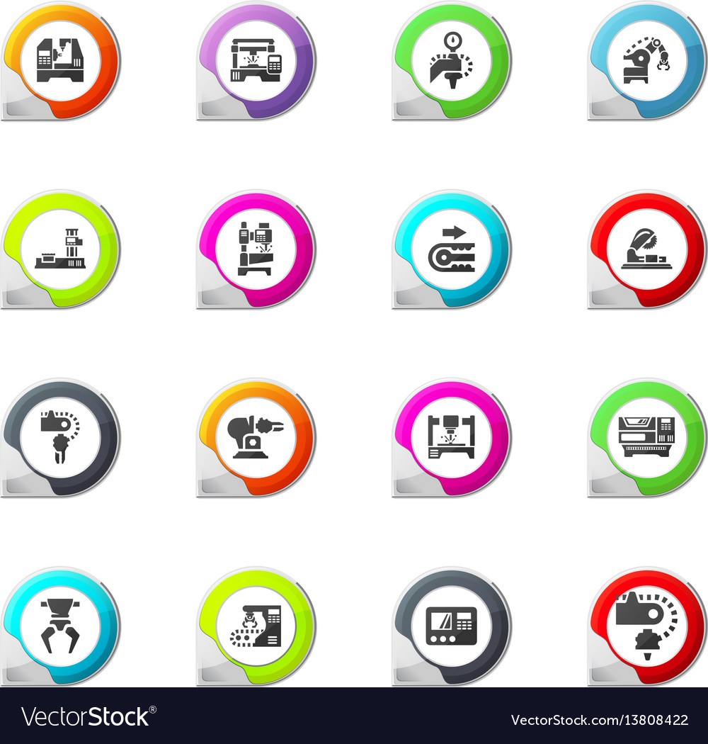 Machine tool icons set vector image Machine tool icons set
