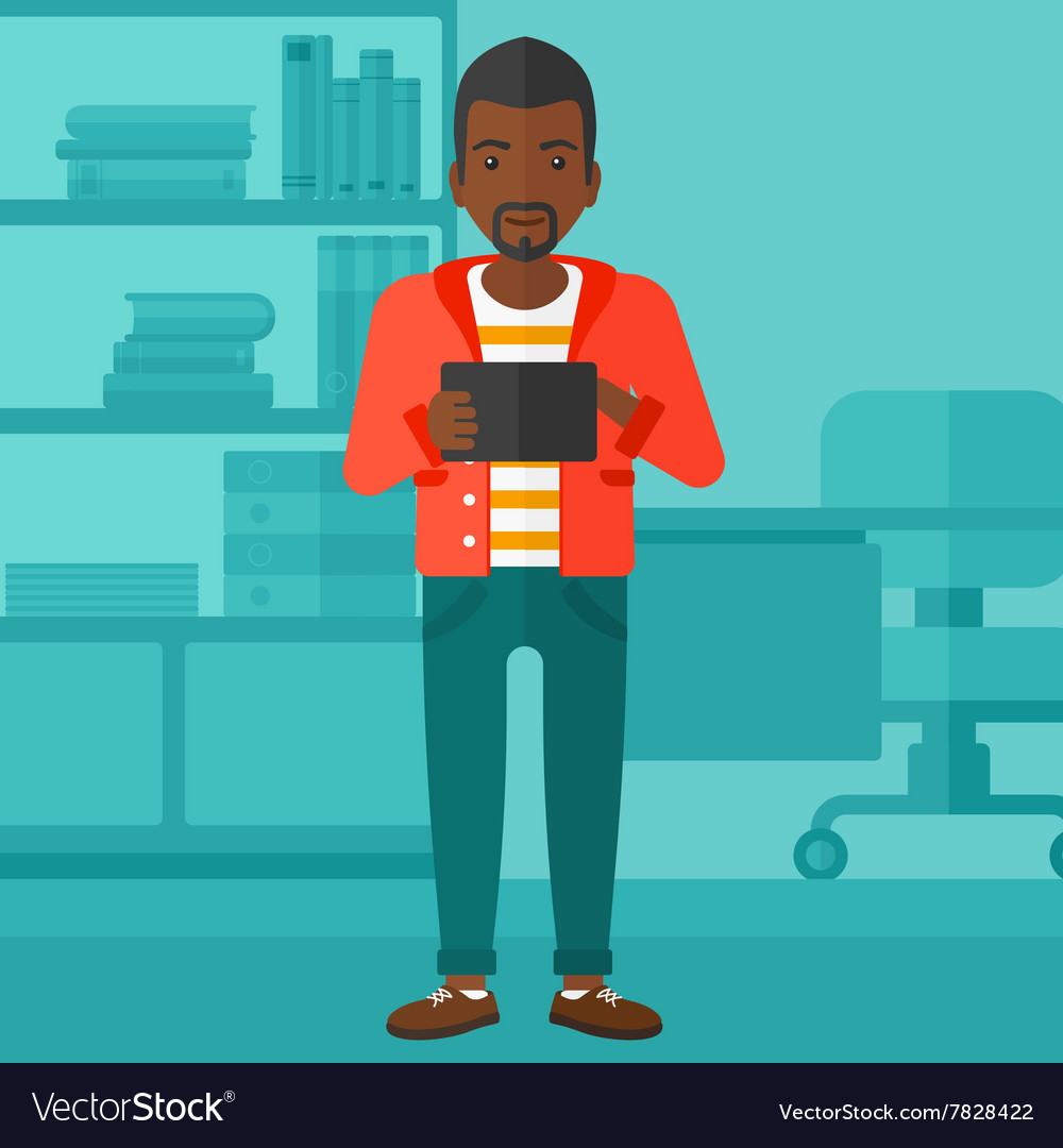 Man using tablet computer