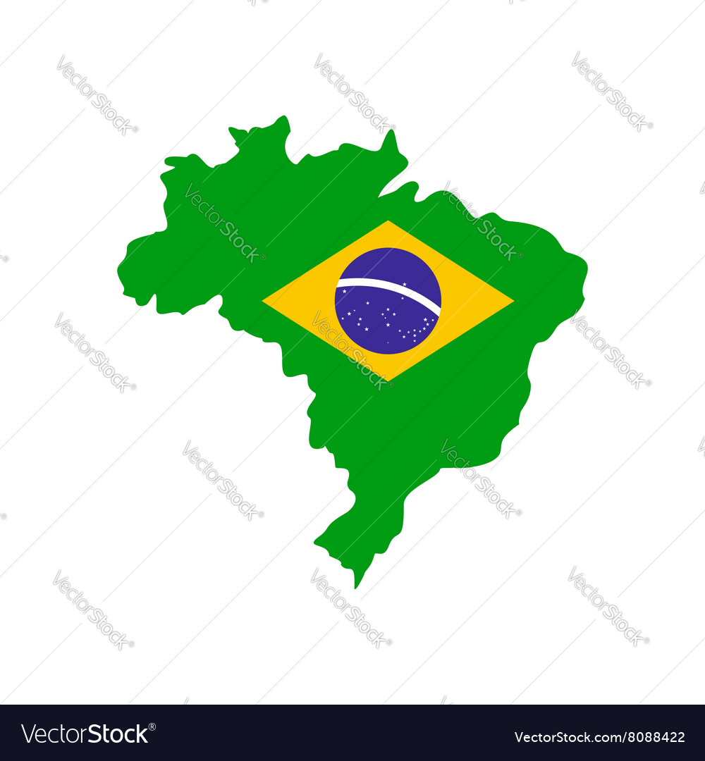 Map of brazil with the image of the national flag Vector Image