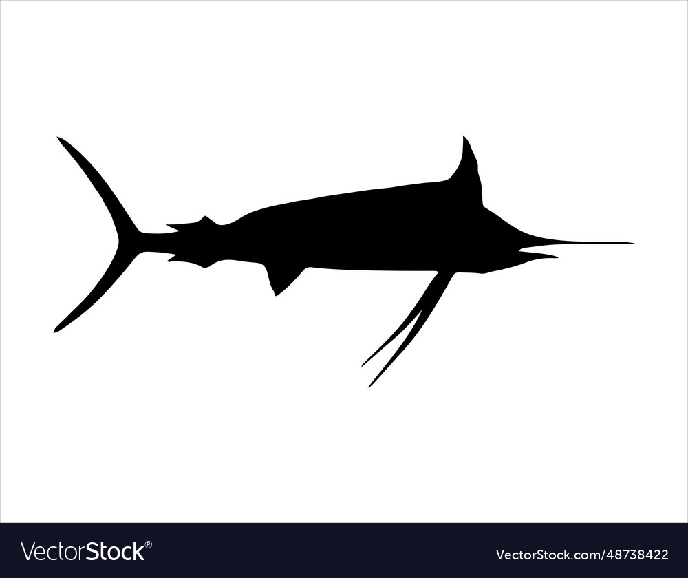 Marlin fish silhouette art Royalty Free Vector Image