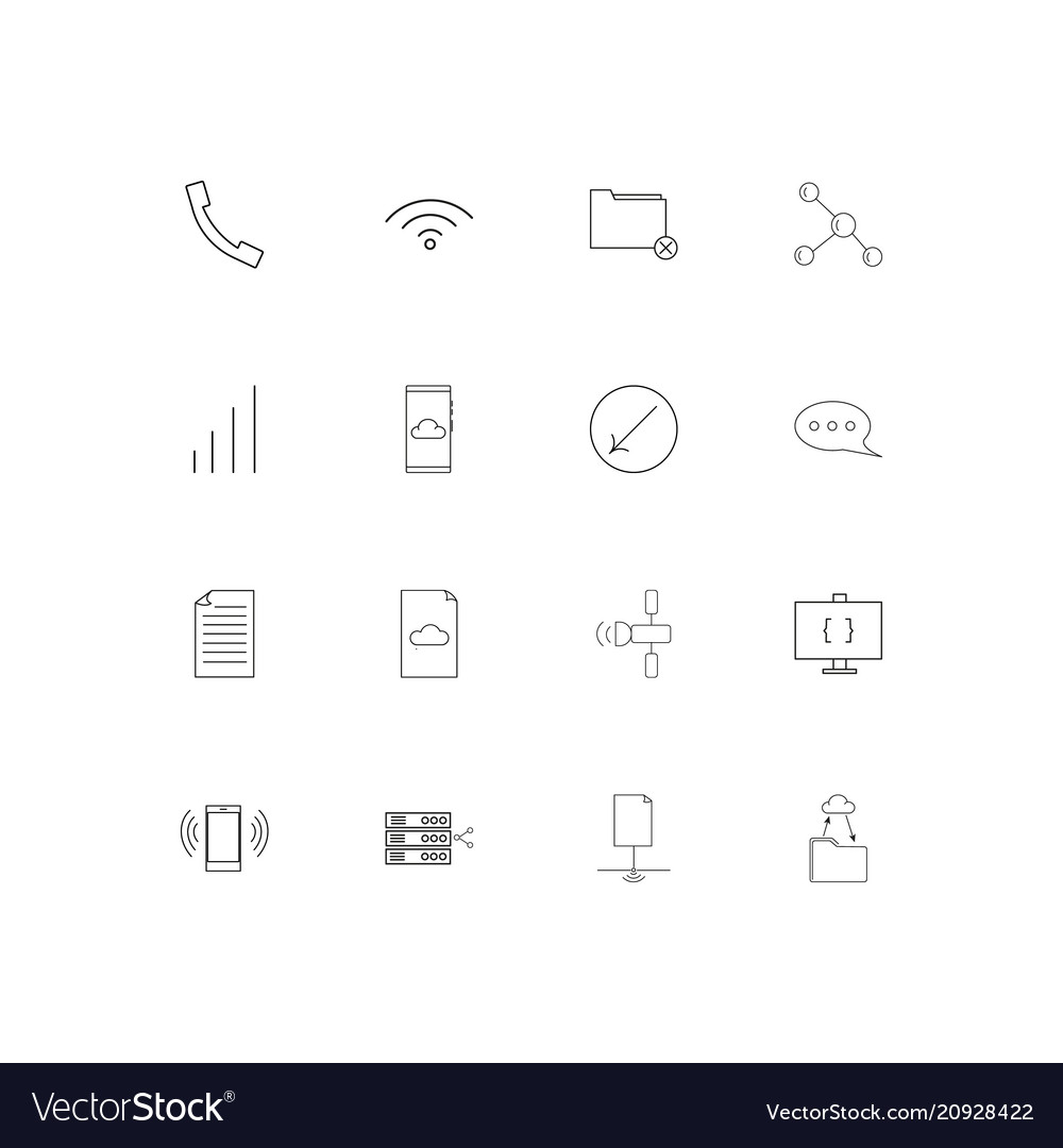 Network and database linear thin icons set
