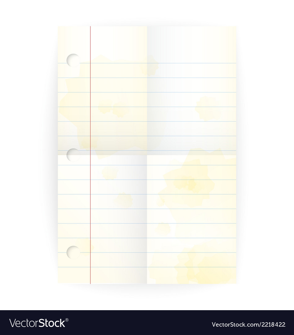 Old notepad ruled blank page with folds