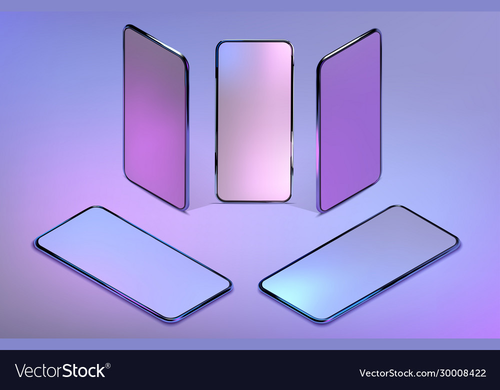 Set 3d isometric realistic colorful smartphone vector image Set 3d isometric realistic colorful smartphone