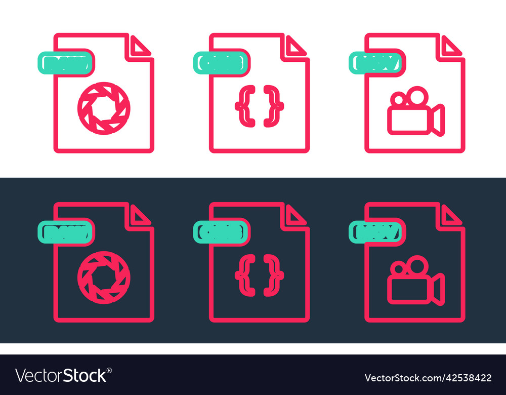 Zeile mov Datei Dokument roh und css-Symbol vector image Zeile mov Datei Dokument roh und css-Symbol
