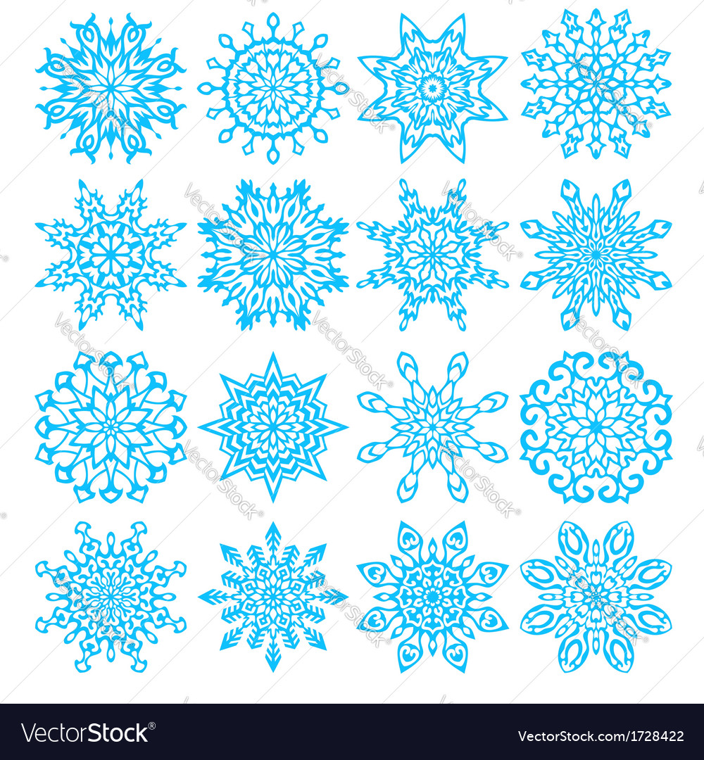 Set of sixteen snowflakes