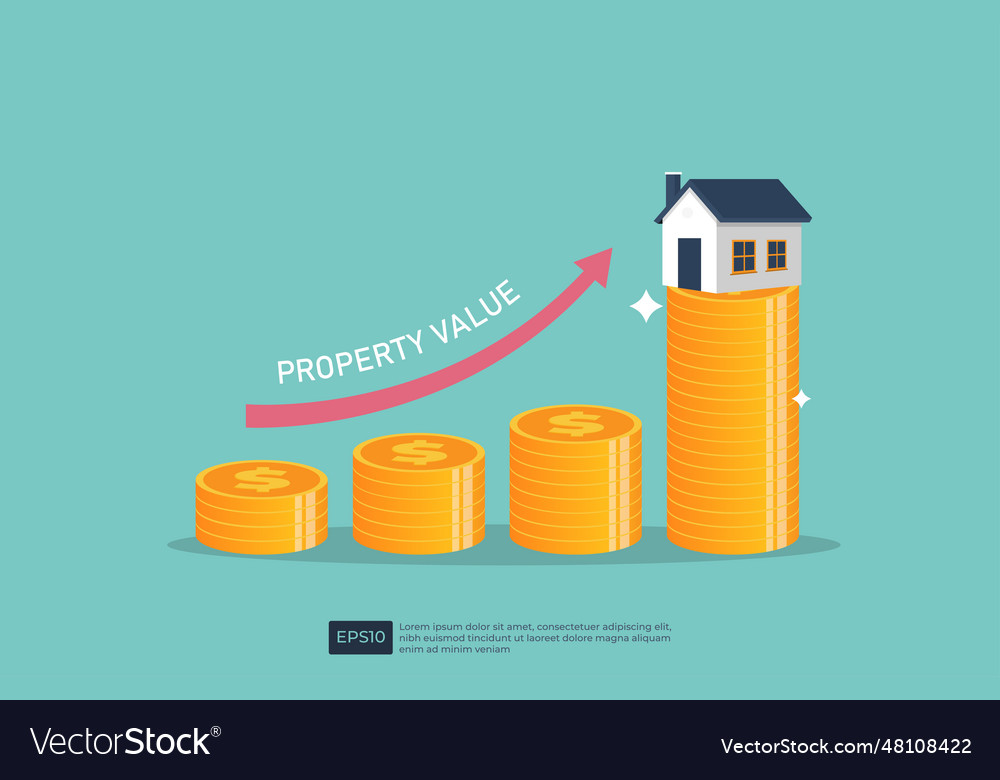 Stacked coins and graph shows increasing Vector Image Stacked coins and graph shows increasing