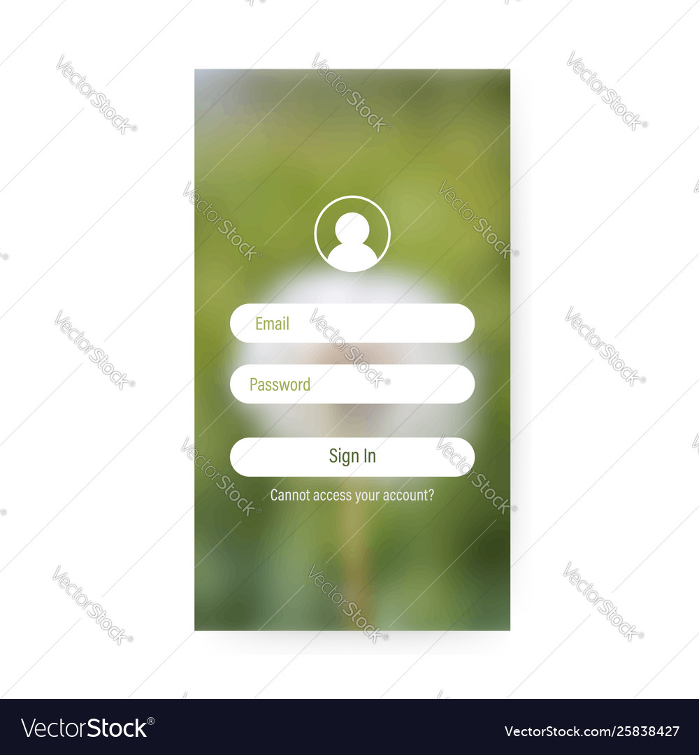 App login screen signup sign in password