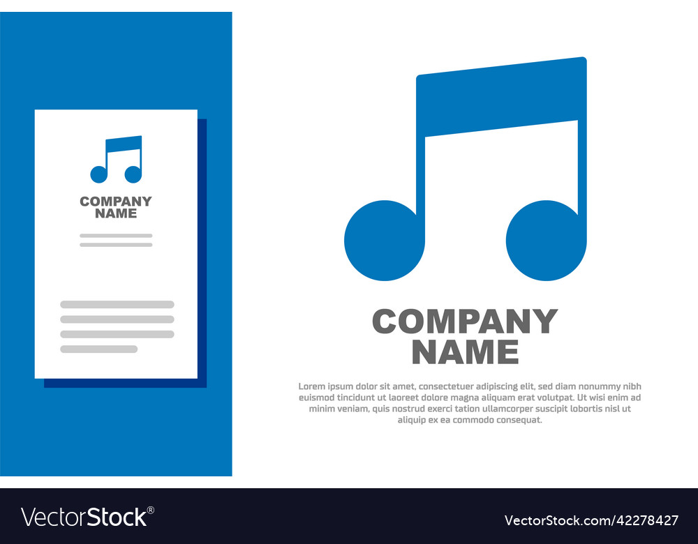 Blue music note tone icon isolated on white