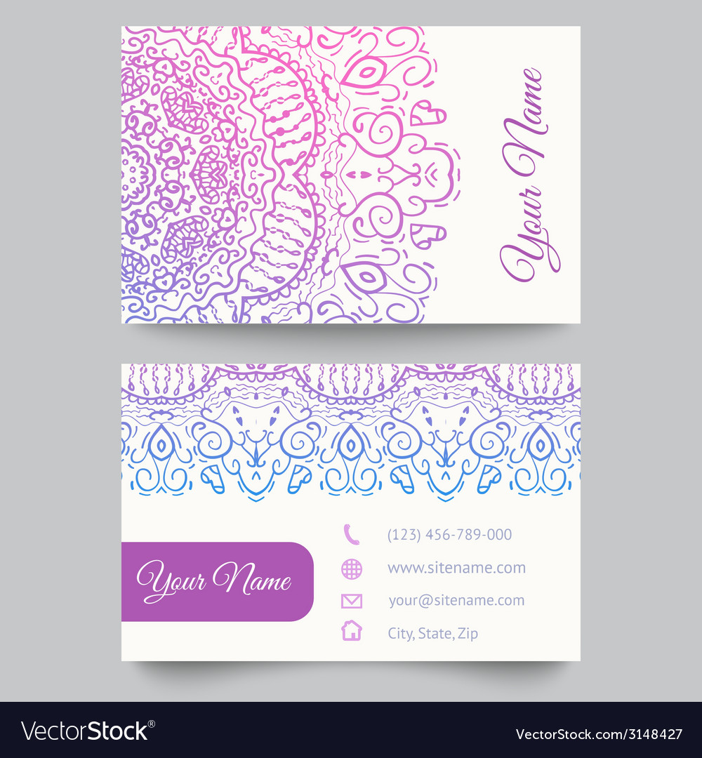 business card template purple and white beauty vector image purple business card