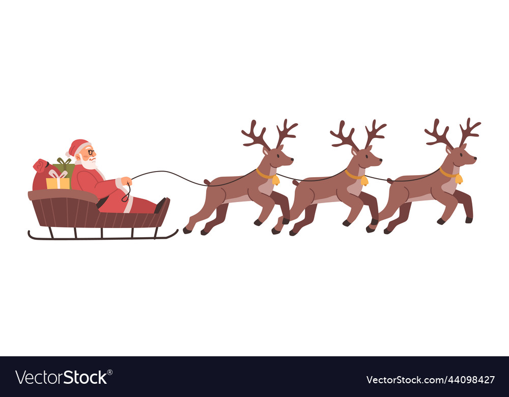 Christmas holiday character santa and reindeers Vector Image