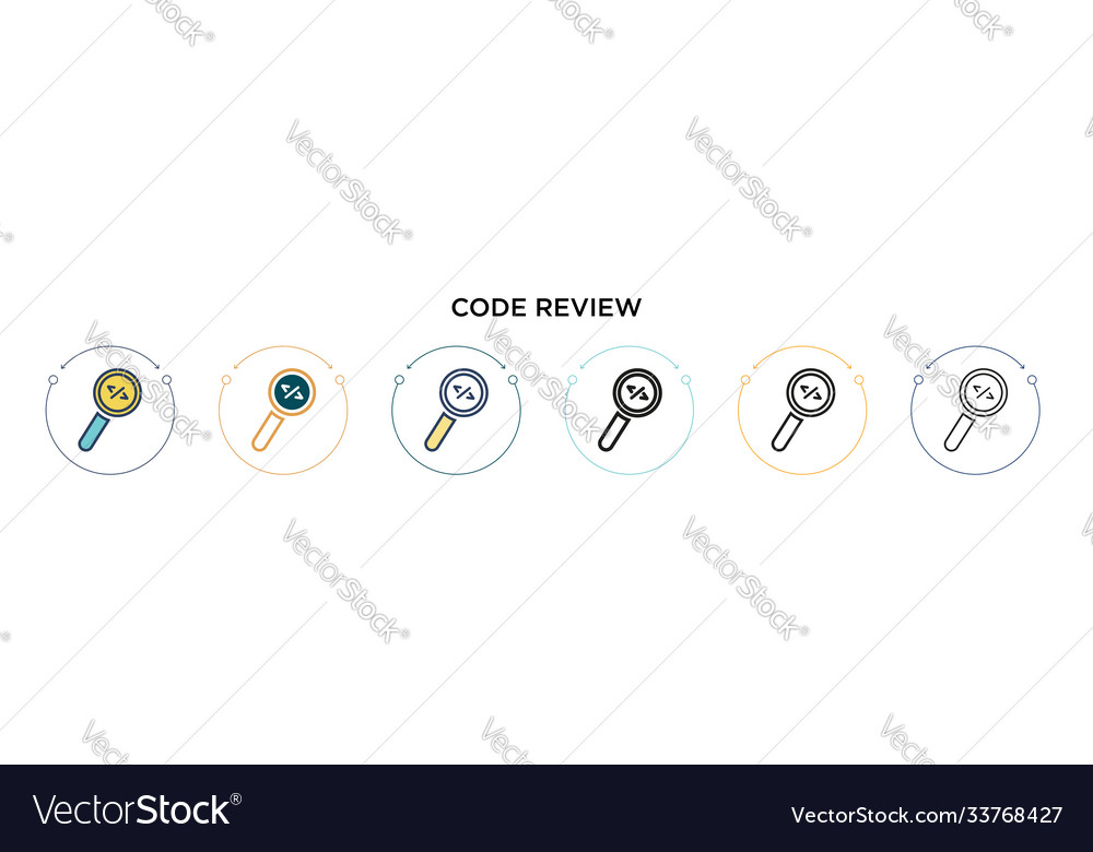 Code review icon in filled thin line outline